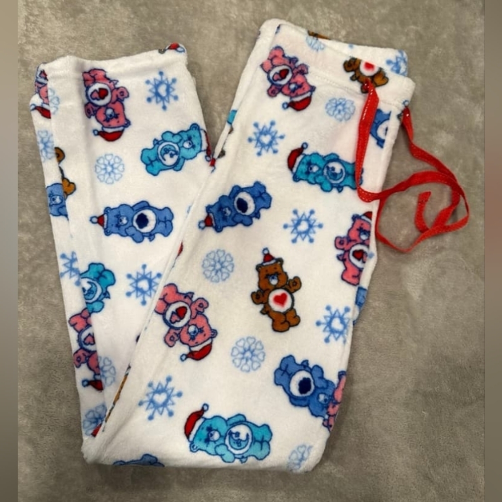 Tiktok Viral Womens Care Bears White Fleece Holiday Pajama BottomsDrawstring